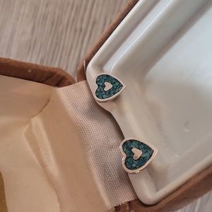 Turquoise Heart Earrings l Teal And Silver l Jewlery